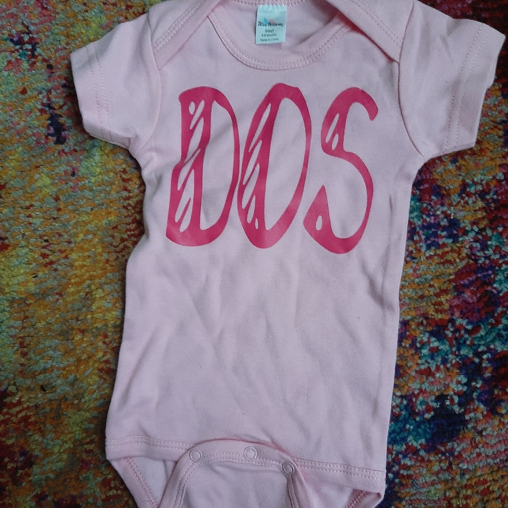 Baby Onesie "Dos" Pink 3-6 mo